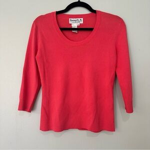 Joseph A Viscose Top Quarter Length Sleeve Coral Pink Size Medium Scoop Neck